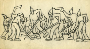
      		Kluziště, kresba tužkou, 1985      	